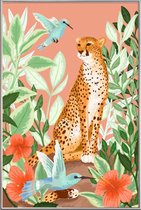 JUNIQE - Poster met kunststof lijst Tropic Cheetah -40x60 /Groen &