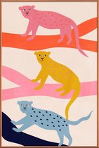 JUNIQE - Poster met kunststof lijst Leopard Tree -20x30 /Kleurrijk