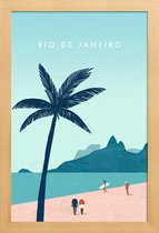 JUNIQE - Poster in houten lijst Rio De Janeiro - retro -40x60