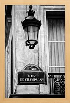 JUNIQE - Poster met houten lijst Rue de Champagny -13x18 /Grijs & Wit