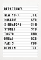 JUNIQE - Poster in houten lijst Departure New York -30x45 /Wit & Zwart