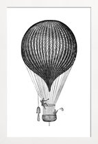 JUNIQE - Poster in houten lijst Air Balloon -40x60 /Wit & Zwart