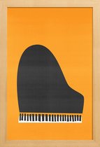 JUNIQE - Poster met houten lijst Grand Piano -13x18 /Grijs & Oranje