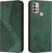 Voor Motorola Moto G10/G30 Huid Voel Magnetisch S-type Effen Kleur Horizontale Flip Lederen Case met Houder & Kaartsleuf & Portemonnee (Groen)