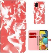 Voor Samsung Galaxy A51 5G Cloud Fog Pattern Horizontal Flip Leather Case met Houder & Card Slot & Wallet (Rood)