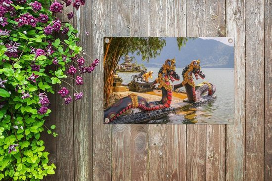 Affiche de jardin Pura Ulun Danu Bratan Temple - Dragons au Pura Ulun Danu Bratan Temple on Bali affiche de jardin en vrac 60x40 cm - Toile de jardin / Toile d'extérieur / Peintures pour l'extérieur (décoration de jardin)