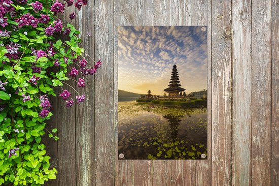 Affiche de jardin Pura Ulun Danu Bratan Temple - Nuages de moutons au-dessus du temple Pura Ulun Danu Bratan sur Bali affiche de jardin toile en vrac 60x90 cm - Toile de jardin / Toile d'extérieur / Peintures pour l'extérieur (décoration de jardin)
