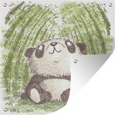 Tuinposters Bamboe - Panda - Bos - 50x50 cm - Tuindoek - Buitenposter