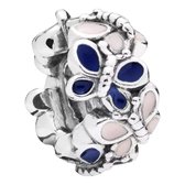 Tracelet - 925 Sterling Zilveren Spacers - Spacer Vlinders roze en paars - Met emaille - 925 Sterling Zilver - Pandora compatible - Met Certificaat -