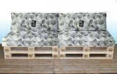 Dubbel Europalletbankje met Palm Leaves Kussens