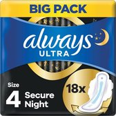Always - Maandverband Ultra Secure Night - Met Vleugels - Maat 4 - 18 Pads