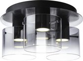 BRILLIANT lamp, Hobey LED plafondlamp 3-vlams zwart / rookglas, glas / metaal, 3x 8W LED geïntegreerd, (600lm, 3000K), A.