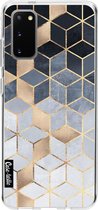 Casetastic Samsung Galaxy S20 4G/5G Hoesje - Softcover Hoesje met Design - Soft Blue Gradient Cubes Print