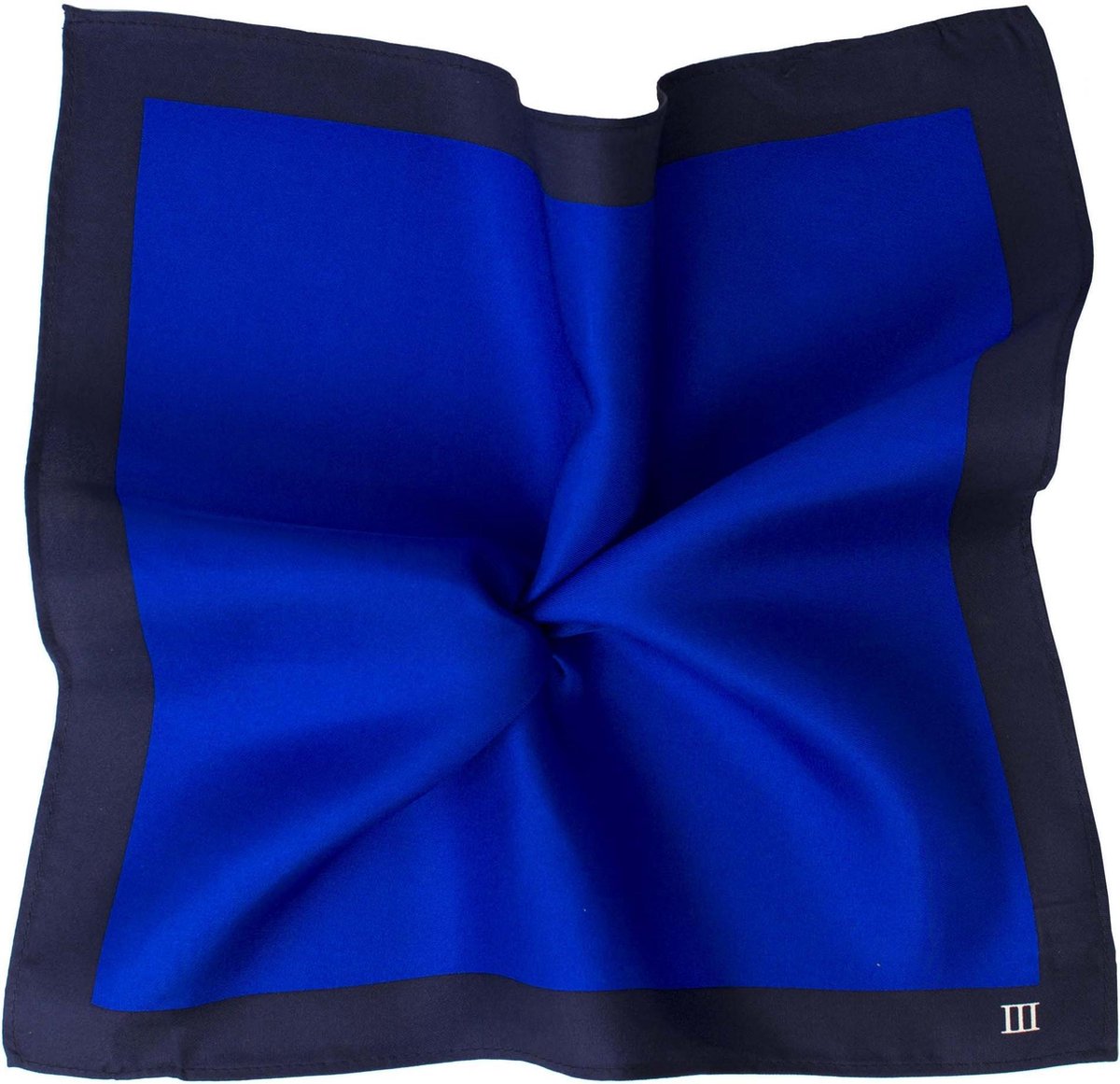 TRESANTI | YVES I Zijden blauwe pochet met Navy rand | Blauw