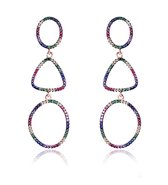 Orphelia ZO-7461 - Oorhangers Shapes Multicolor - Zilver 925 Rosé - Zirkonia - 5 cm