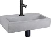 Ensemble lave-mains Differnz Flat - Béton gris clair - Robinet droit noir mat - 38 x 24 x 8 cm