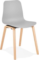 Alterego Scandinavische stoel 'PACIFIK' grijs met natuurlijk houten poten