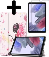 Hoes Geschikt voor Samsung Galaxy Tab A7 Lite Hoes Book Case Hoesje Trifold Cover Met Screenprotector - Hoesje Geschikt voor Samsung Tab A7 Lite Hoesje Bookcase - Elfje