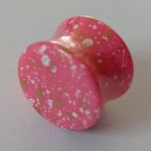 14 mm double flared spikkel roze