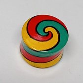Double Flared geel/rood/groen spiral- 12mm