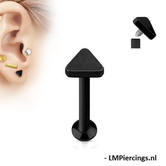 Piercing triangle zwart 6 mm