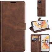 Voor OPPO Realme C11 2021 Retro Kalf Patroon Gesp Horizontale Flip Lederen Case met Houder & Kaartsleuven & Portemonnee (Donkerbruin)