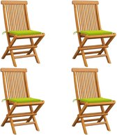 Medina Tuinstoelen 4 st met heldergroene kussens massief teakhout