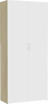 Medina Opbergkast 80x35,5x180 cm spaanplaat wit en sonoma eikenkleurig