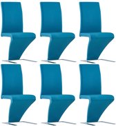 Medina Eetkamerstoelen met zigzag-vorm 6 st kunstleer blauw