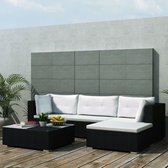 Medina 5-delige Loungeset met kussens poly rattan zwart