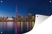 Tuinposters buiten Skyline van Toronto met weerspiegeling in de nacht - 90x60 cm - Tuindoek - Buitenposter