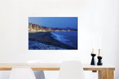 Canvas Schilderij Brekende golven op strand Málaga Spanje - 90x60 cm - Wanddecoratie