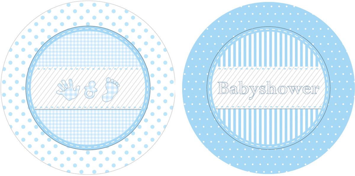 Haza Original Feestborden Babyshower Jongen Blauw/wit 16 Cm 8 Stuks
