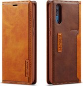 Voor Huawei P20 LC.IMEEKE LC-001-serie PU + TPU kleuraanpassing berijpte horizontale flip lederen tas met houder en kaartsleuf (bruin)