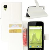 Wiko SUNNY2 Litchi Texture horizontale flip lederen tas met houder & kaartsleuven & portemonnee (wit)