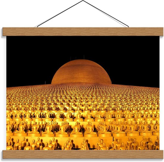 Schoolplaat – Veel Gouden Boeddha's  - 40x30cm Foto op Textielposter (Wanddecoratie op Schoolplaat)