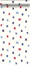 ESTAhome behang alfabet rood, wit en blauw - 137326 - 53 cm x 10,05 m