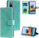 Voor Xiaomi Redmi Note 10 Pro Max Totem Bloem Reliëf Horizontale Flip TPU + PU Lederen Case met Houder & Kaartsleuven & Portemonnee (Groen)