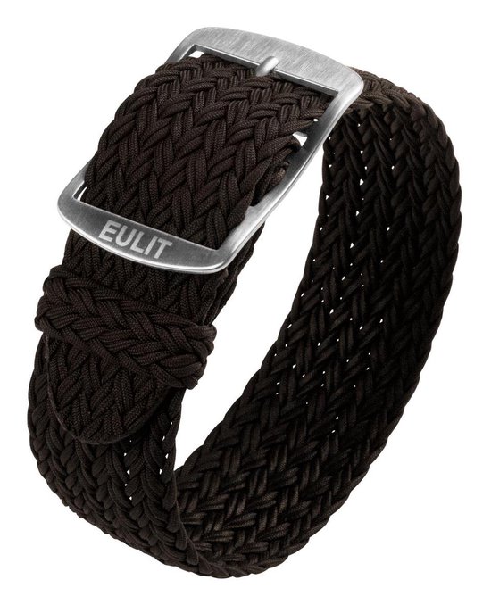 Bracelet montre EULIT - perlon - 20 mm - marron foncé - boucle métal