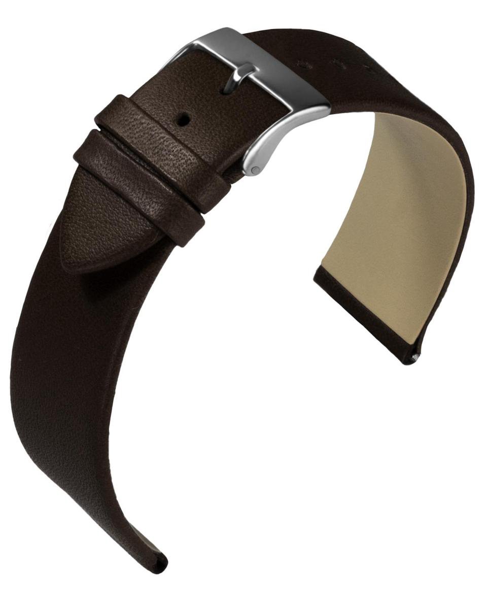 EULIT horlogeband - leer - 18 mm - bruin - metalen gesp