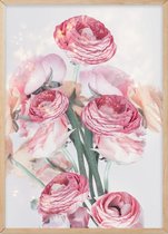 Poster Met Eiken Lijst - Pastel Boterbloemen Poster