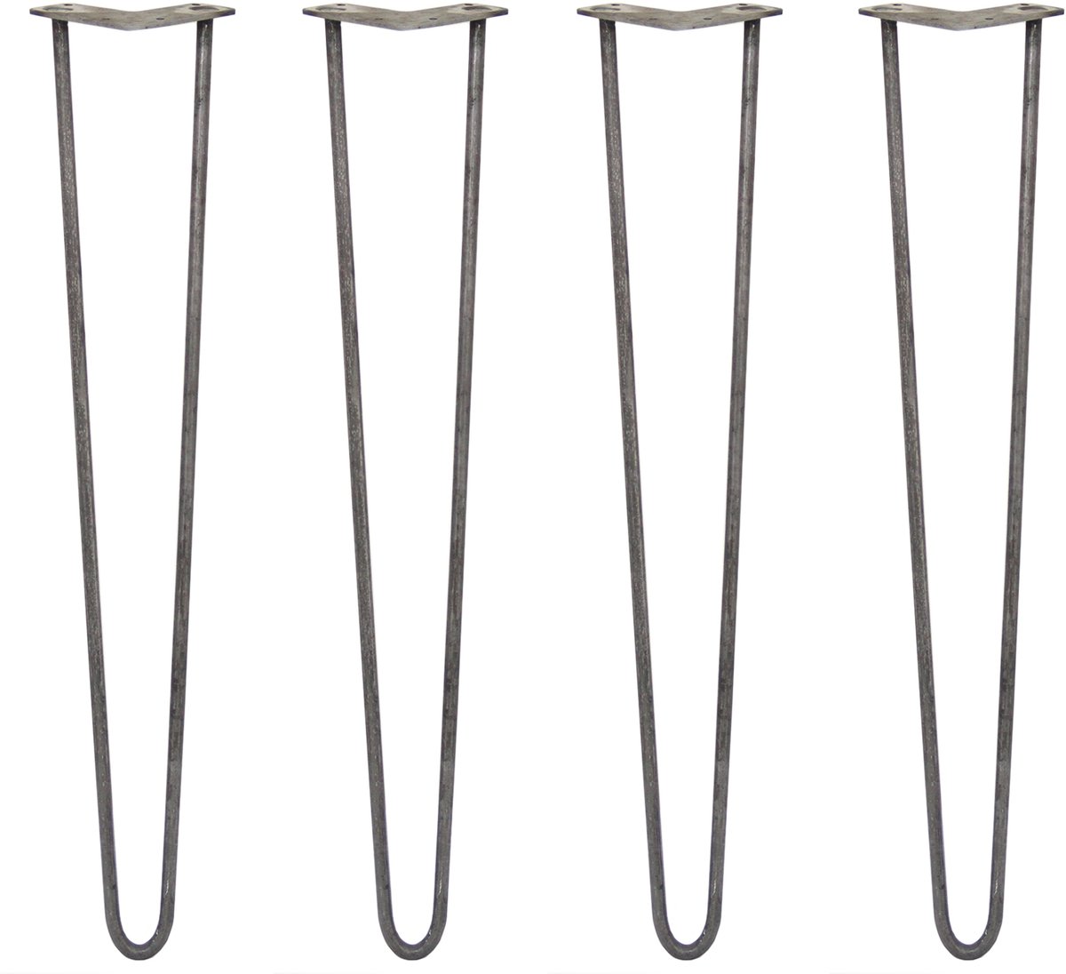 4 x 71cm Hairpin retro pootjes tafelpoten pinpoten - 2 staven - 12mm - ruw staal