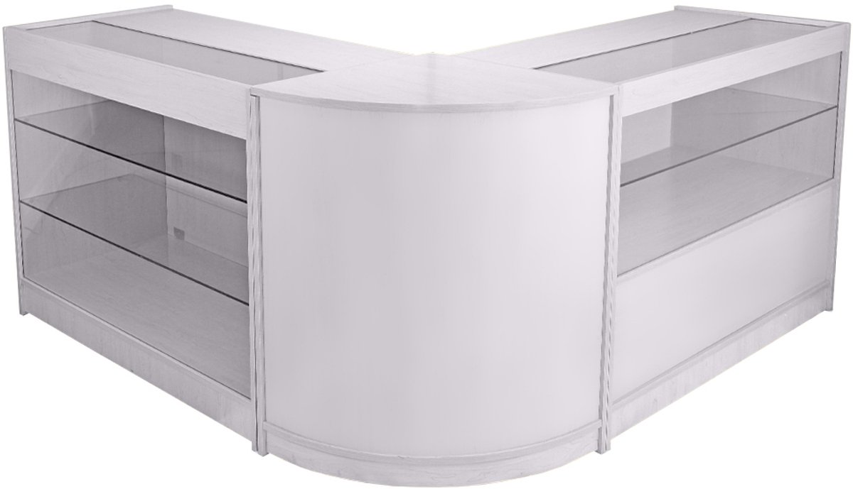 Pegasus toonbank c1200 - glanzend wit - 90x120x60cm - glazen vitrine