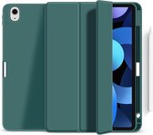 Mobiq Flexibele folio hoes iPad Air 2022 | iPad Air 2020 - iPad Air 10.9 inch hoes - TriFolio - Siliconen - Smartcover - Bookcase - Apple Pencil Case - Groen | groen