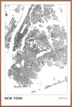 JUNIQE - Poster met kunststof lijst New York kaart -13x18 /Wit & Zwart