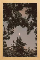 JUNIQE - Poster in houten lijst The Moon -30x45 /Blauw & Grijs