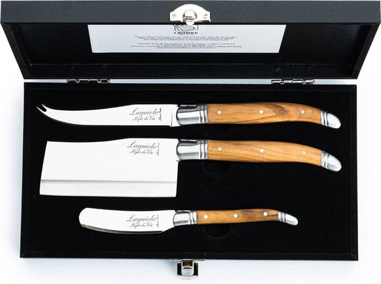 Ensemble de couteaux à fromage Style de Vie Laguiole Luxury Line - 3 pièces - Bois d'olivier