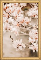 JUNIQE - Poster met houten lijst Magnolias 1 -13x18 /Bruin & Ivoor