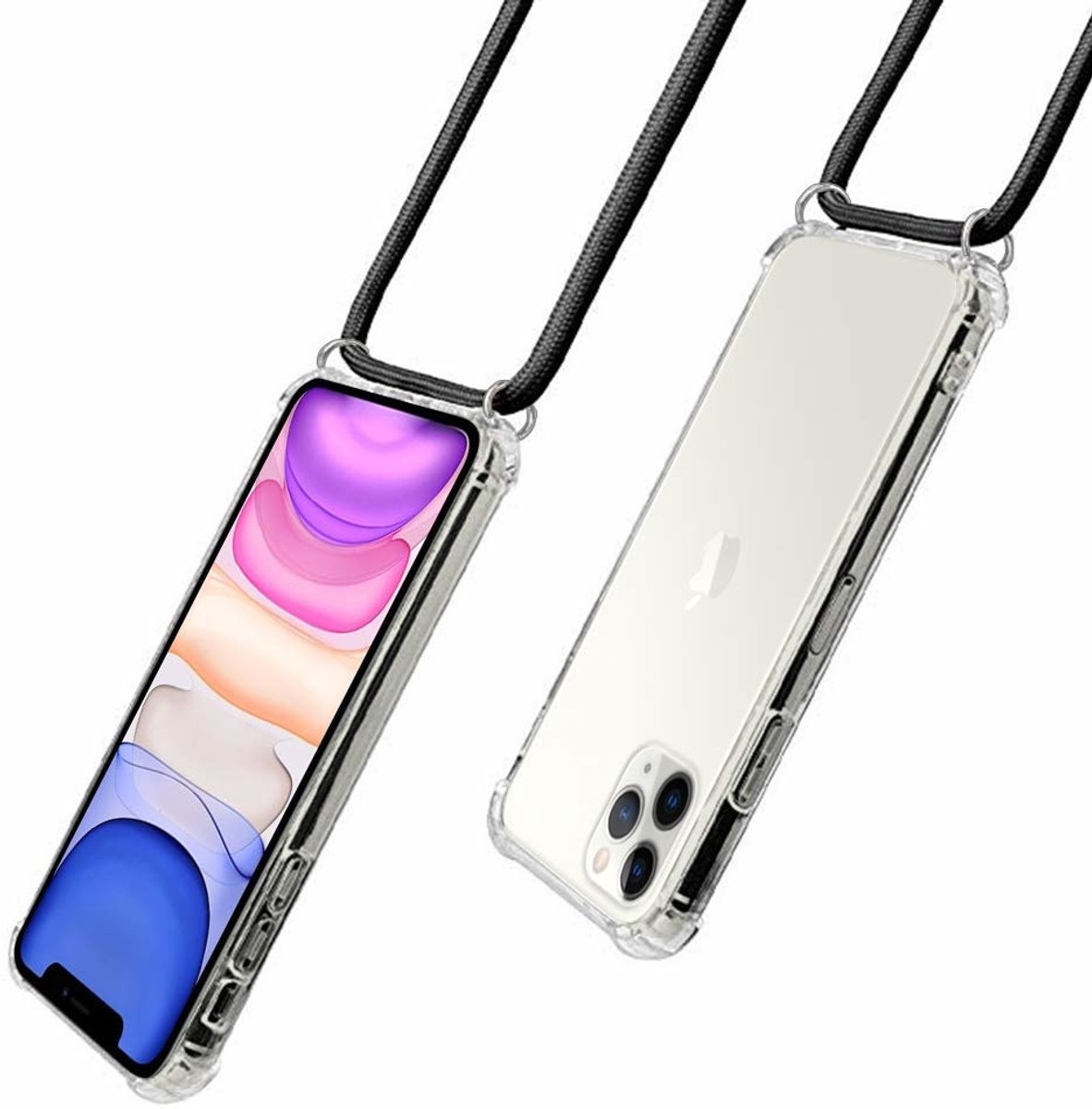 Hoesje Geschikt voor iPhone 11 Pro Anti Shock Hoesje Celebrity Draagriem - Transparant