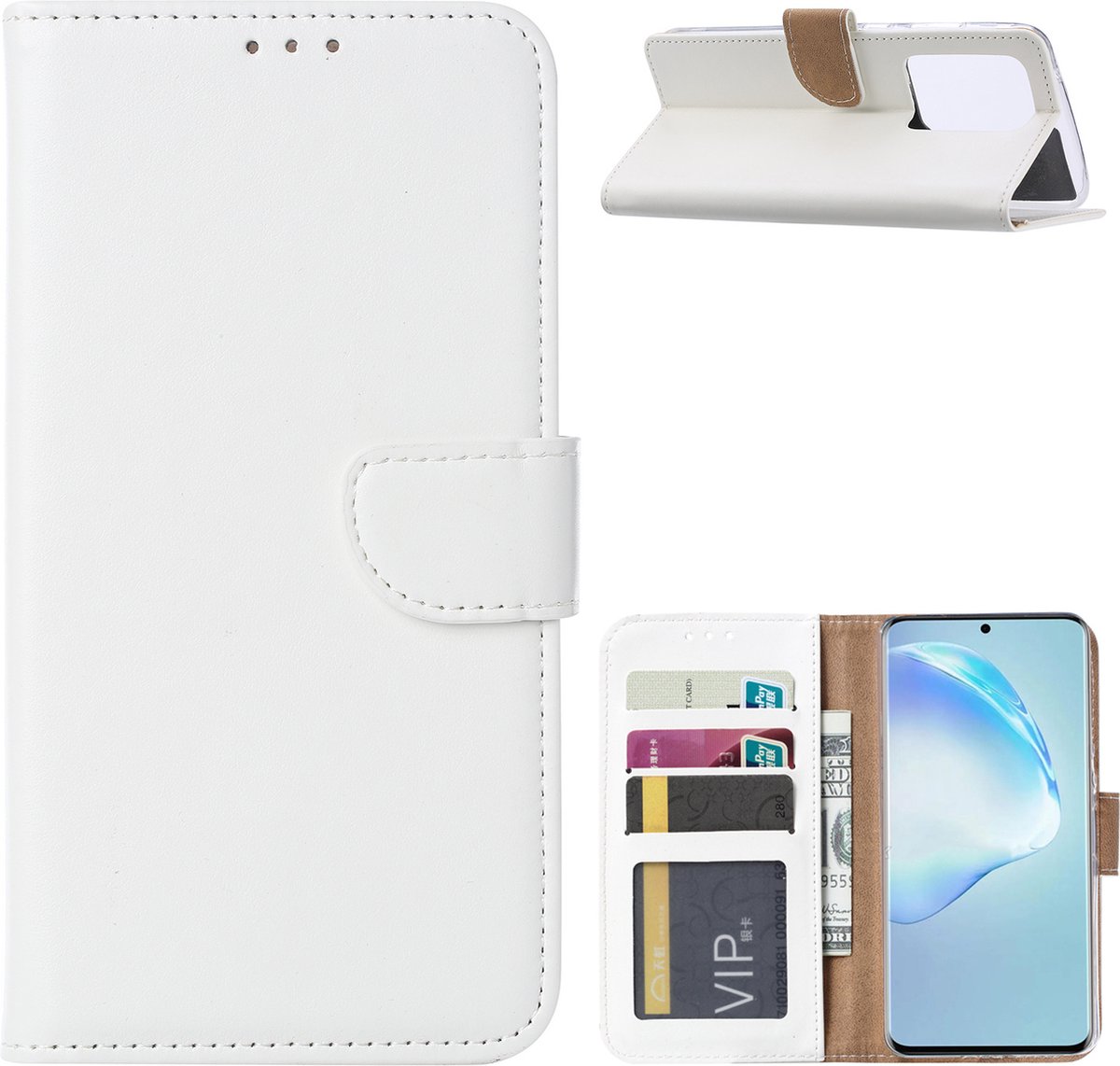 Hoesje Geschikt Voor Samsung Galaxy S20 Ultra Portemonnee hoesje / Boek hoesje - Wit
